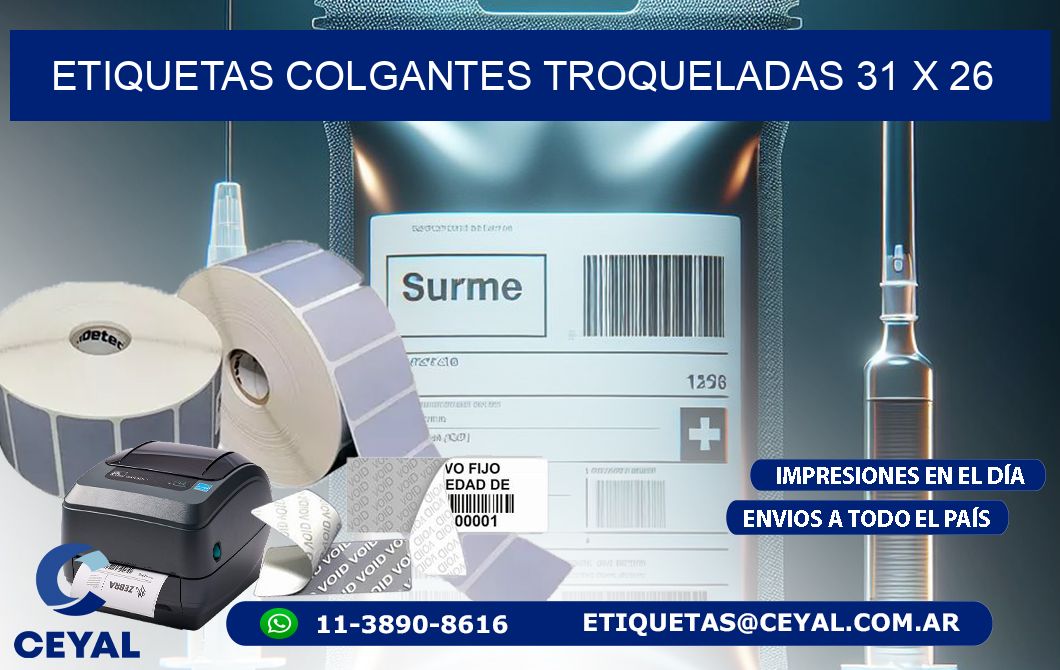 ETIQUETAS COLGANTES TROQUELADAS 31 x 26