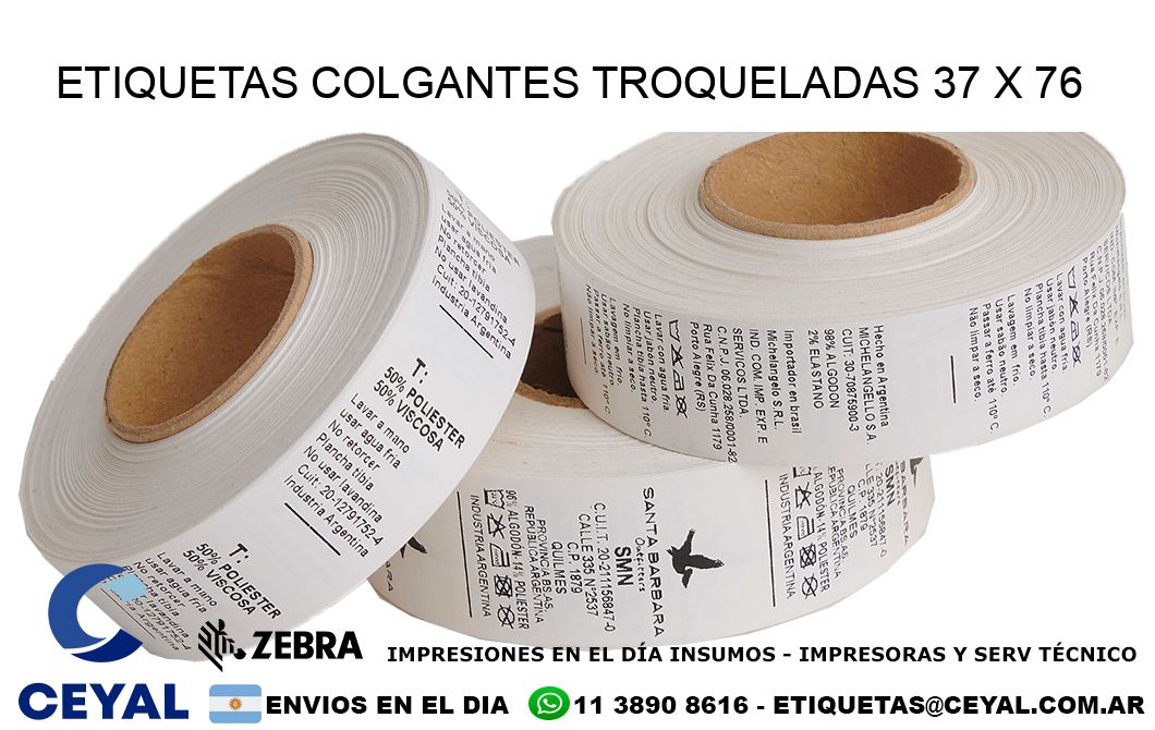 ETIQUETAS COLGANTES TROQUELADAS 37 x 76