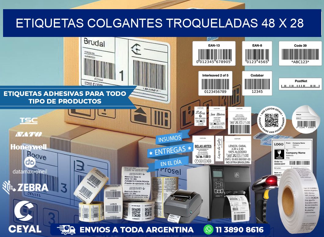 ETIQUETAS COLGANTES TROQUELADAS 48 x 28