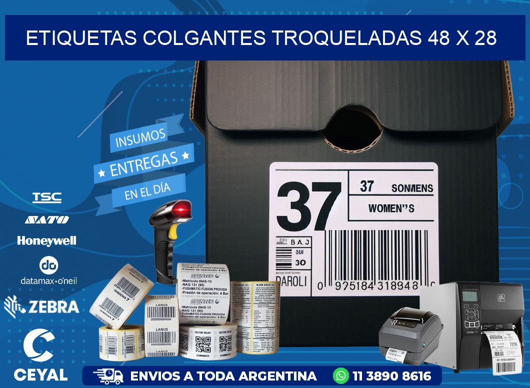 ETIQUETAS COLGANTES TROQUELADAS 48 x 28