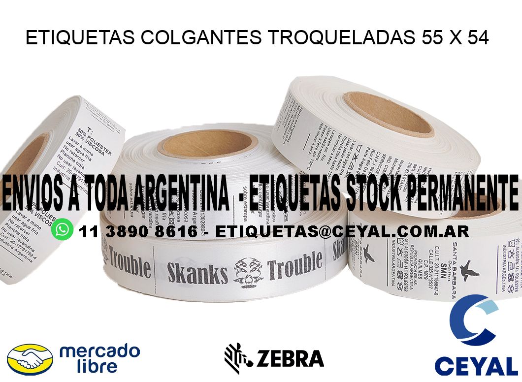 ETIQUETAS COLGANTES TROQUELADAS 55 x 54