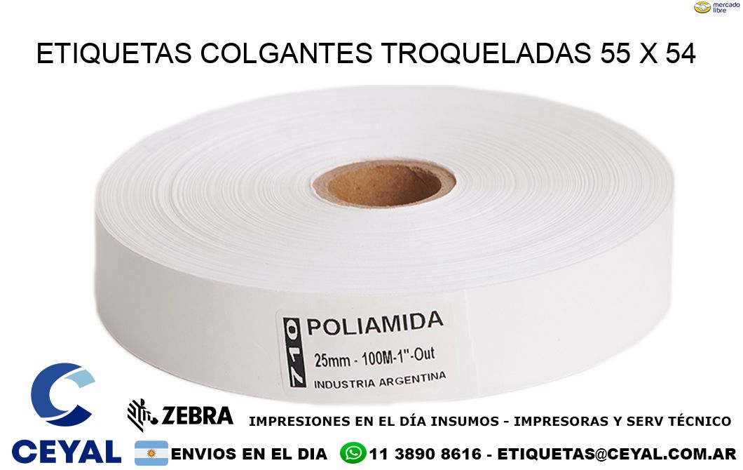 ETIQUETAS COLGANTES TROQUELADAS 55 x 54