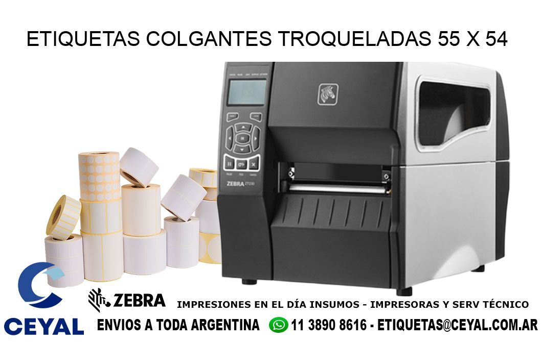 ETIQUETAS COLGANTES TROQUELADAS 55 x 54