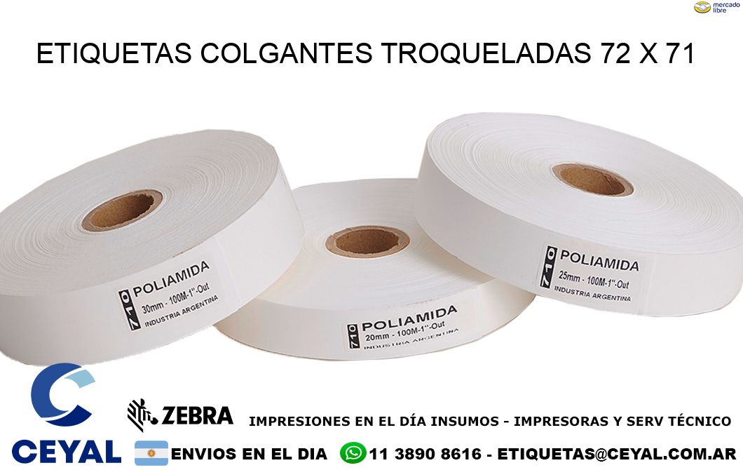 ETIQUETAS COLGANTES TROQUELADAS 72 x 71