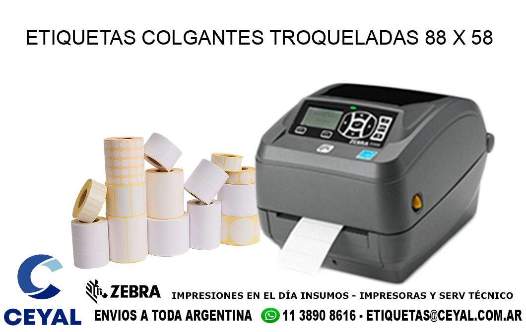 ETIQUETAS COLGANTES TROQUELADAS 88 x 58
