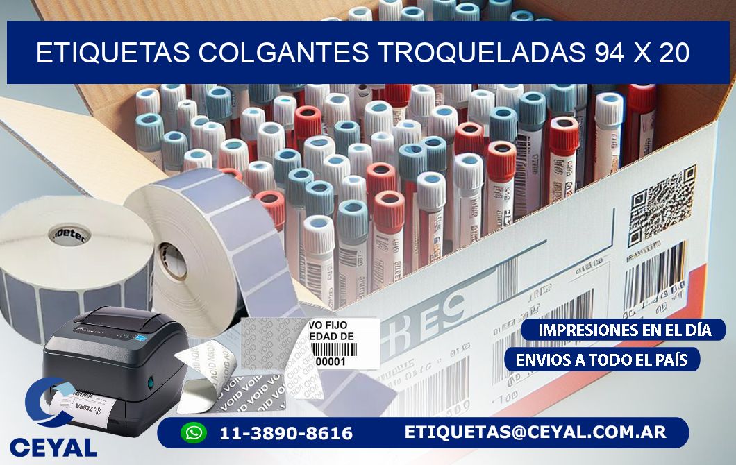 ETIQUETAS COLGANTES TROQUELADAS 94 x 20
