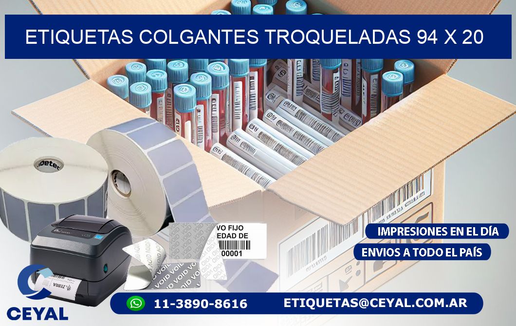ETIQUETAS COLGANTES TROQUELADAS 94 x 20