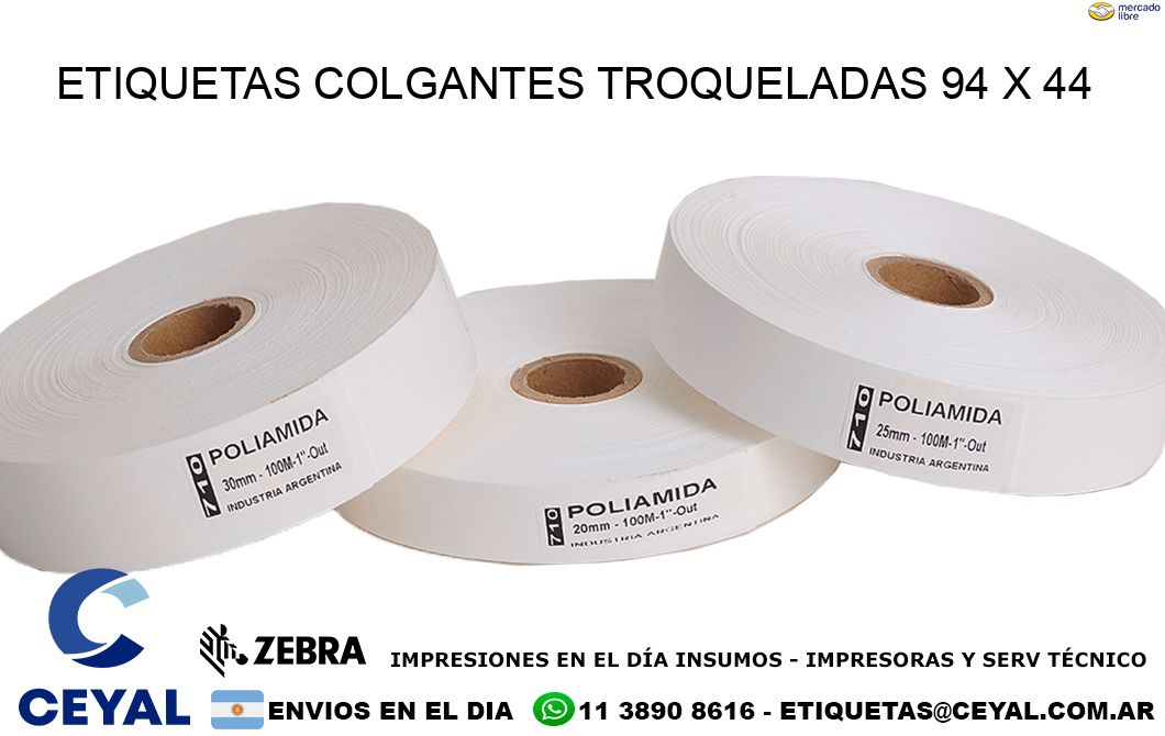 ETIQUETAS COLGANTES TROQUELADAS 94 x 44