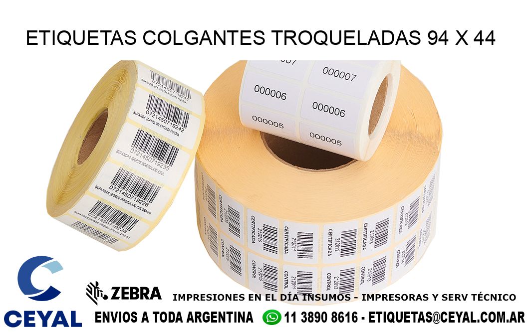 ETIQUETAS COLGANTES TROQUELADAS 94 x 44