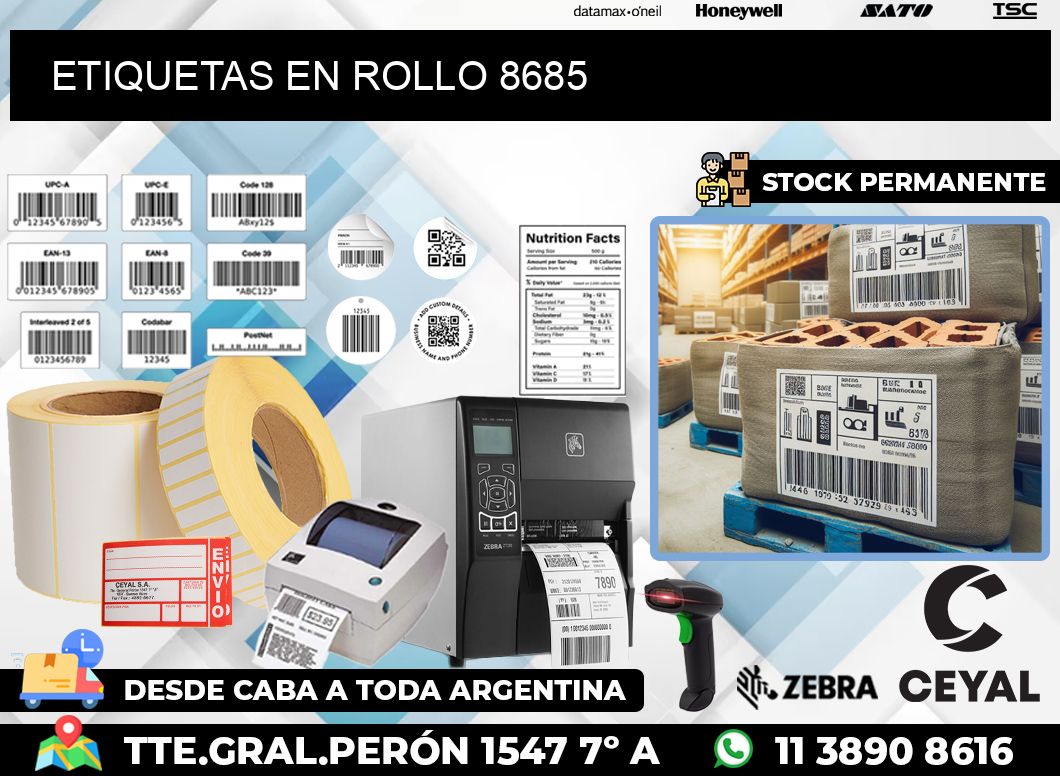 ETIQUETAS EN ROLLO 8685