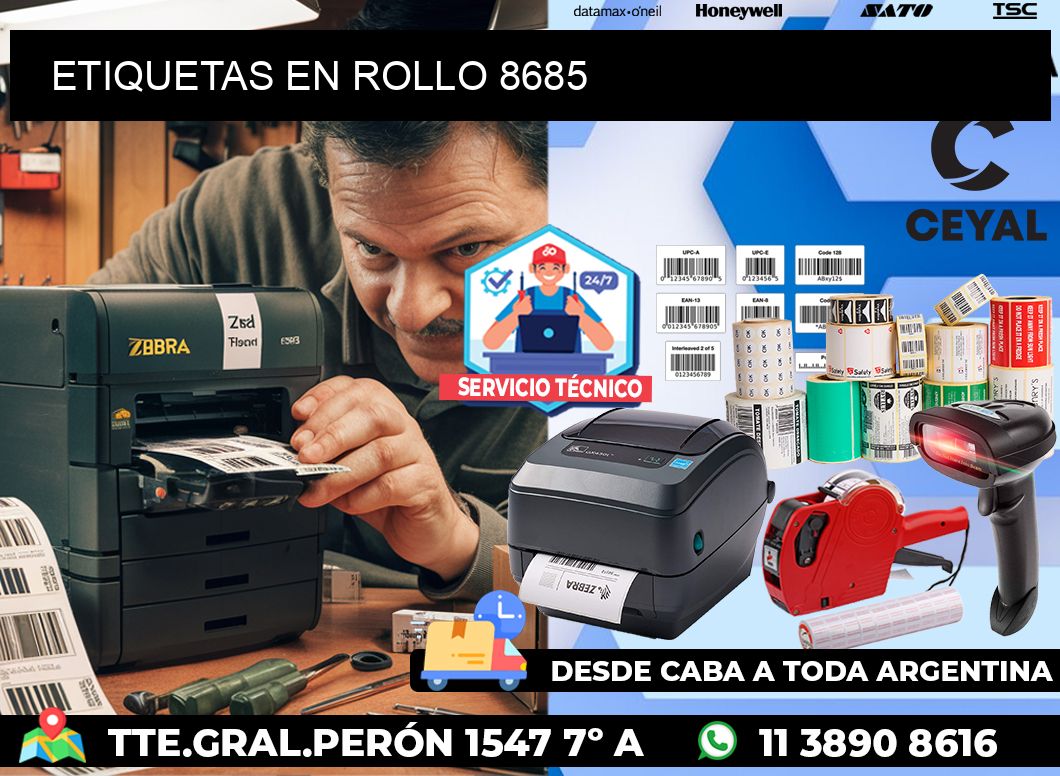 ETIQUETAS EN ROLLO 8685