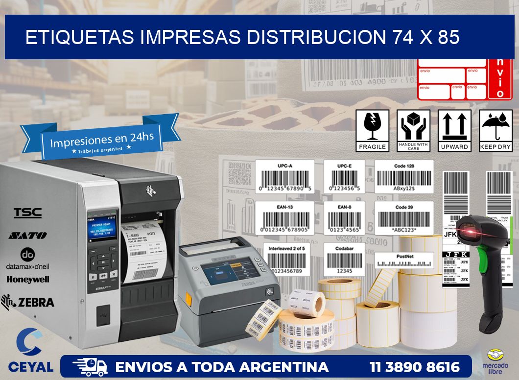 ETIQUETAS IMPRESAS DISTRIBUCION 74 x 85