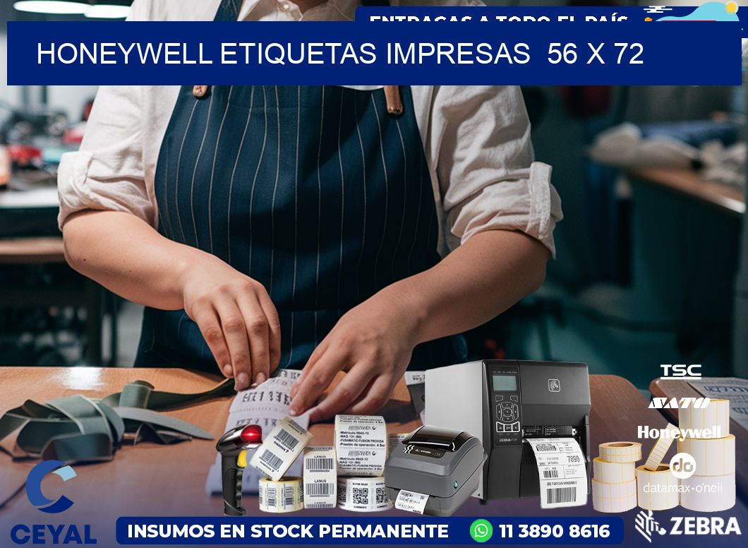 HONEYWELL ETIQUETAS IMPRESAS  56 x 72