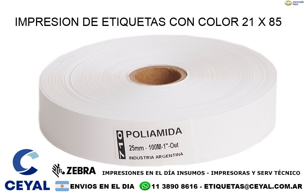 IMPRESION DE ETIQUETAS CON COLOR 21 x 85