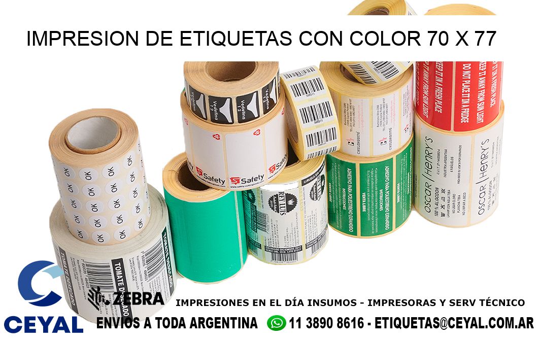 IMPRESION DE ETIQUETAS CON COLOR 70 x 77