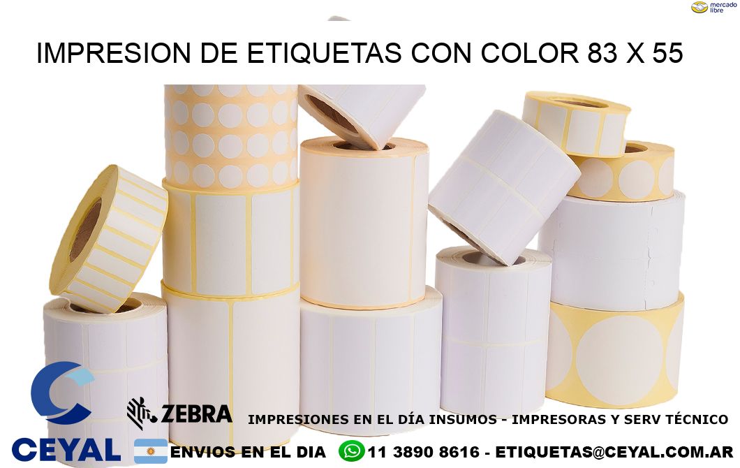 IMPRESION DE ETIQUETAS CON COLOR 83 x 55
