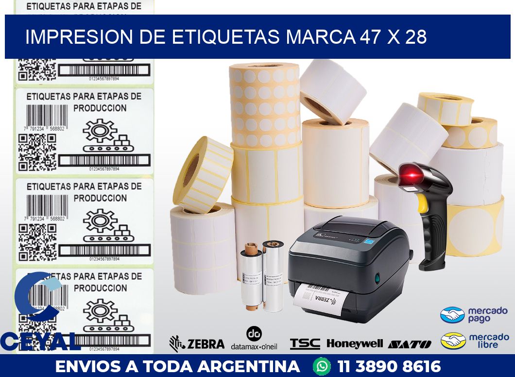 IMPRESION DE ETIQUETAS MARCA 47 x 28