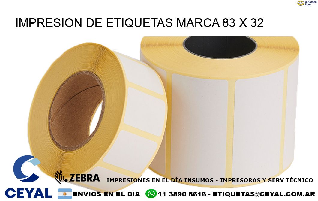 IMPRESION DE ETIQUETAS MARCA 83 x 32
