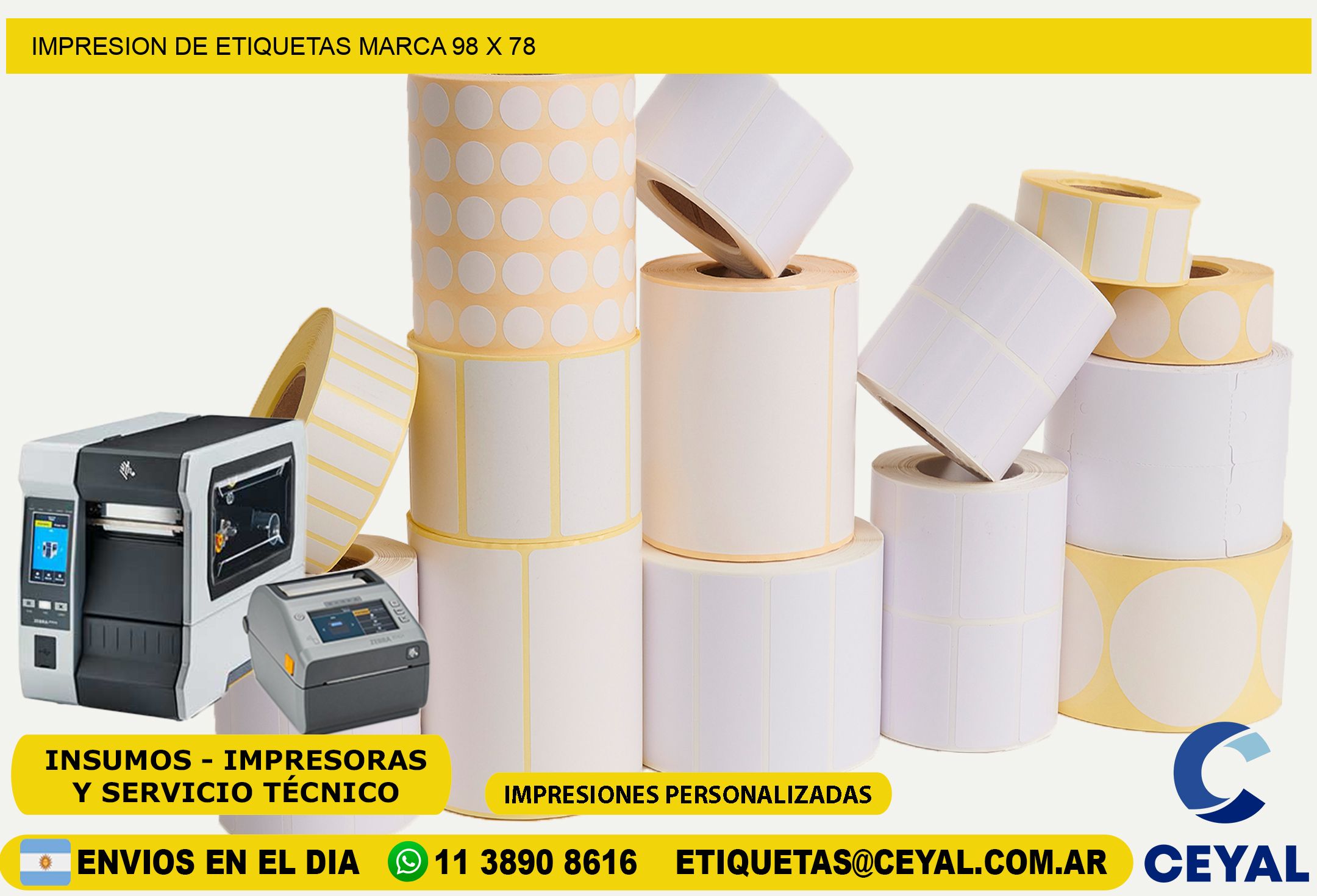 IMPRESION DE ETIQUETAS MARCA 98 x 78