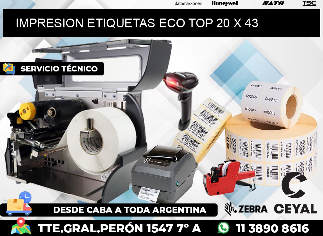 IMPRESION ETIQUETAS ECO TOP 20 x 43