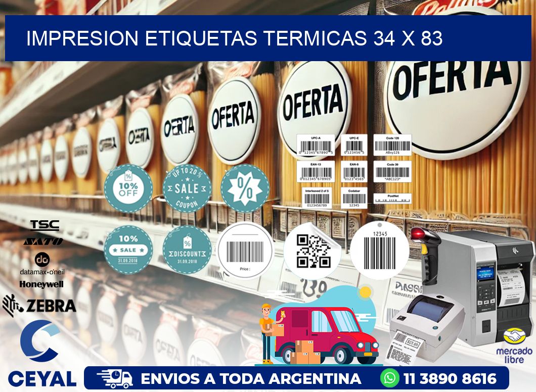 IMPRESION ETIQUETAS TERMICAS 34 x 83