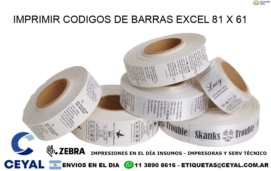 IMPRIMIR CODIGOS DE BARRAS EXCEL 81 x 61