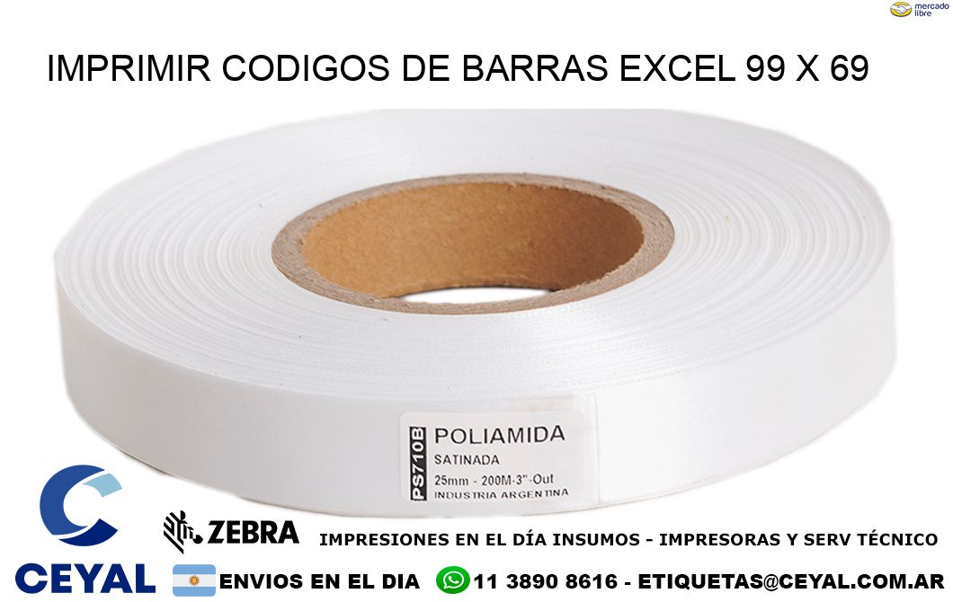 IMPRIMIR CODIGOS DE BARRAS EXCEL 99 x 69