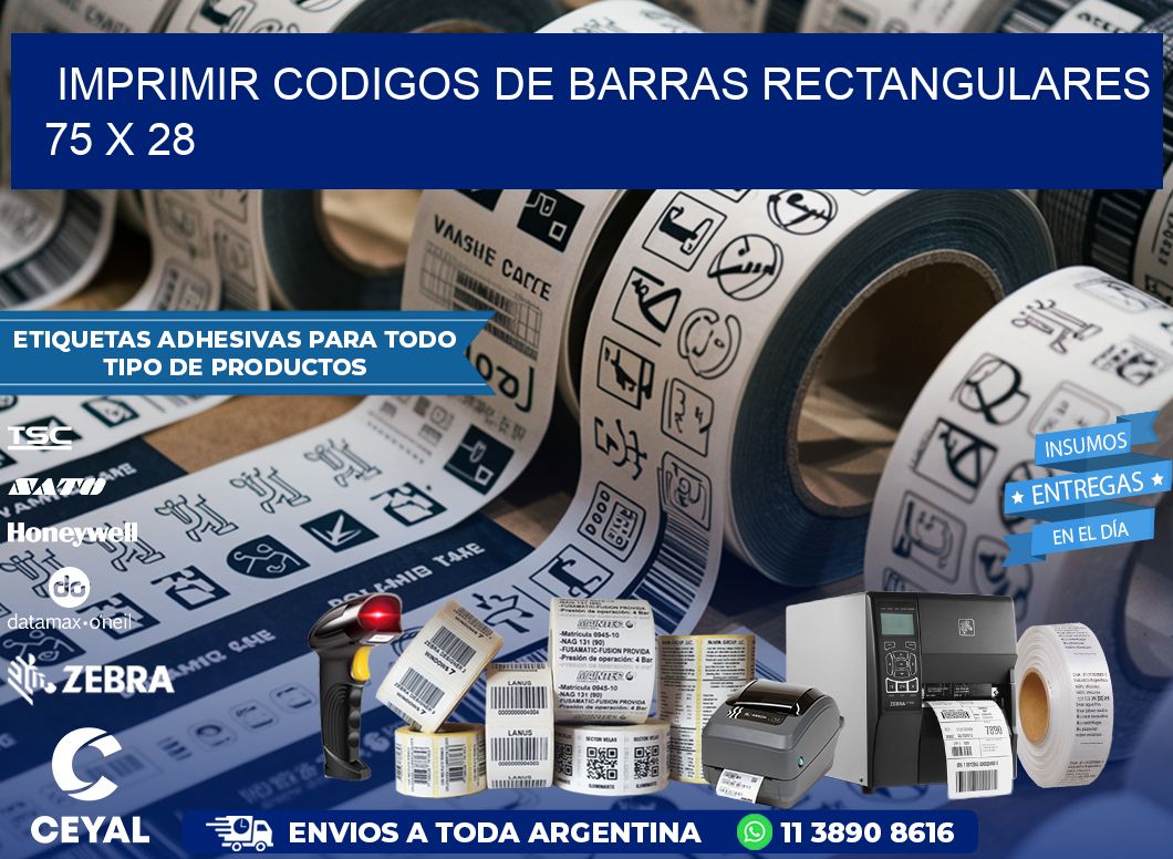 IMPRIMIR CODIGOS DE BARRAS RECTANGULARES 75 x 28