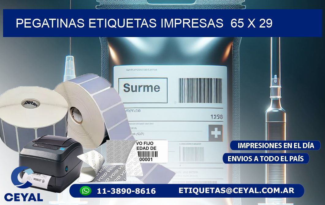PEGATINAS ETIQUETAS IMPRESAS  65 x 29