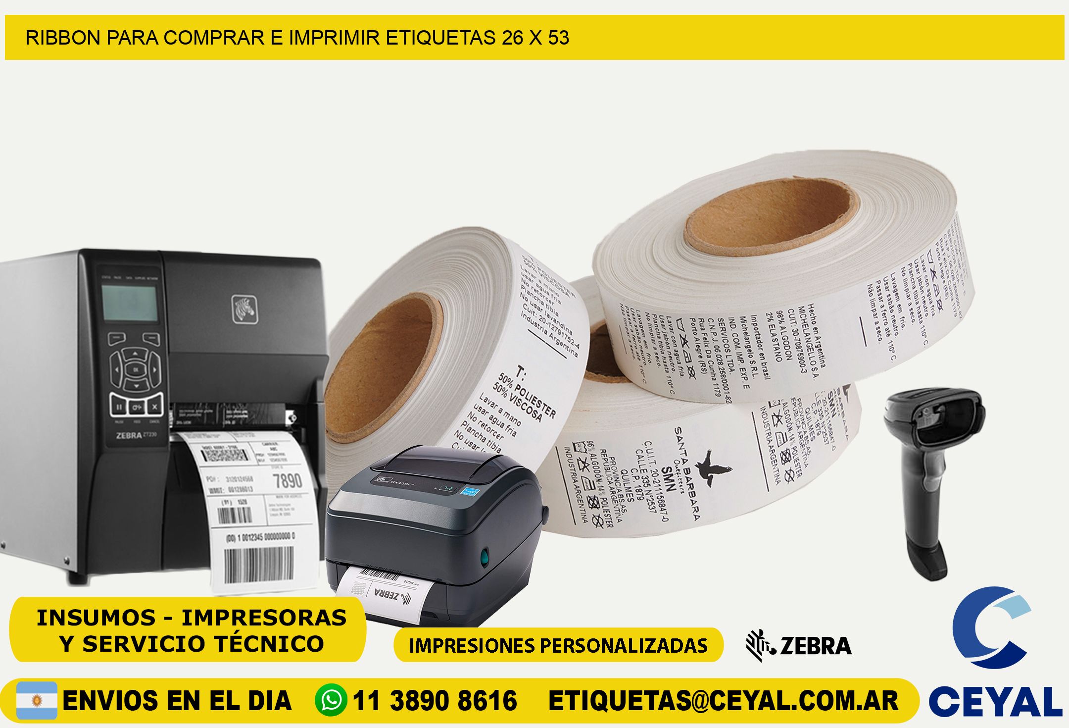 RIBBON PARA COMPRAR E IMPRIMIR ETIQUETAS 26 x 53