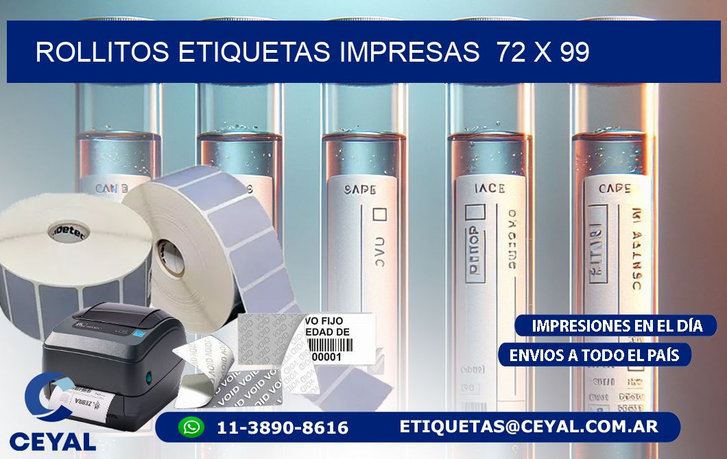 ROLLITOS ETIQUETAS IMPRESAS  72 x 99