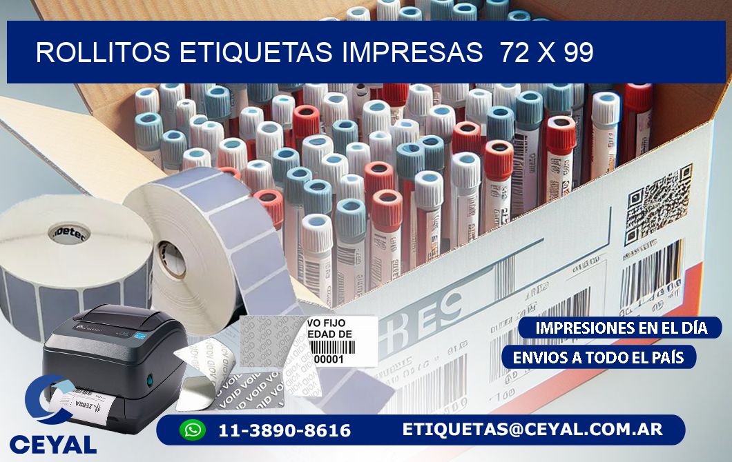 ROLLITOS ETIQUETAS IMPRESAS  72 x 99