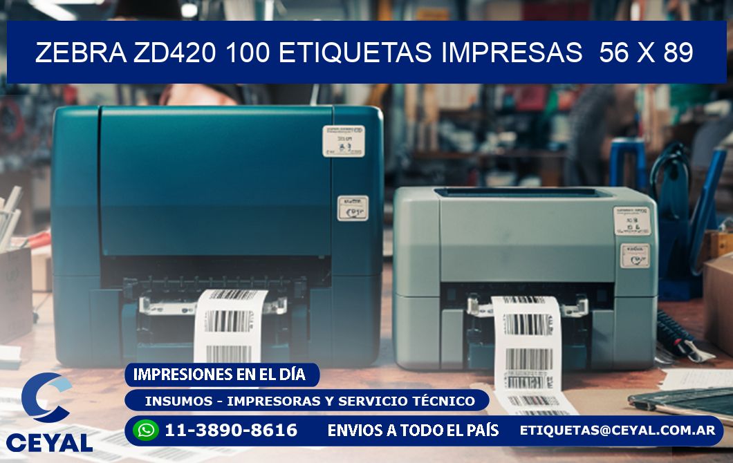 ZEBRA ZD420 100 ETIQUETAS IMPRESAS  56 x 89
