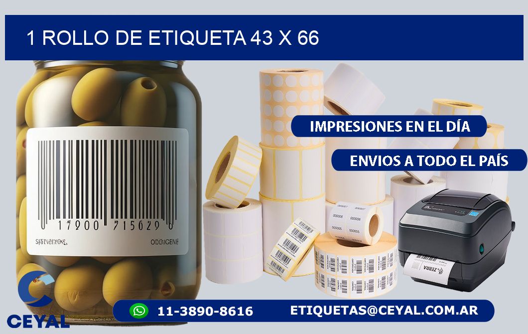 1 ROLLO DE ETIQUETA 43 x 66