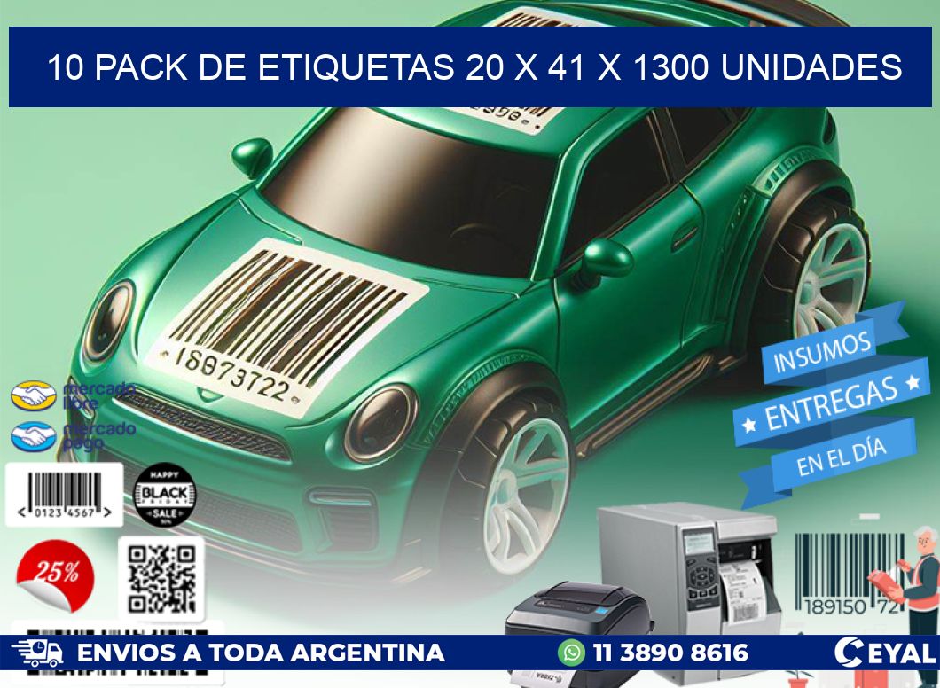 10 PACK DE ETIQUETAS 20 x 41 X 1300 UNIDADES