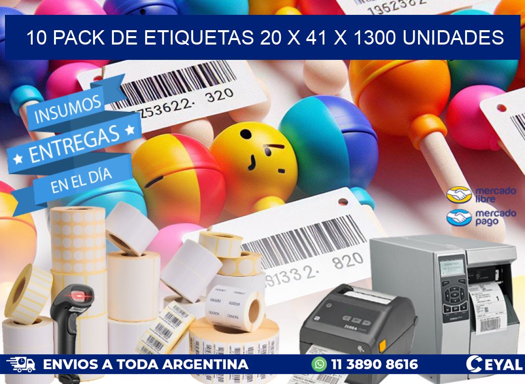 10 PACK DE ETIQUETAS 20 x 41 X 1300 UNIDADES