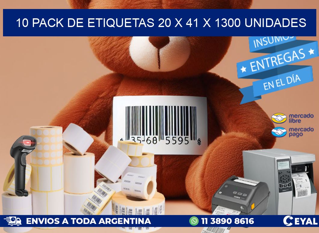 10 PACK DE ETIQUETAS 20 x 41 X 1300 UNIDADES