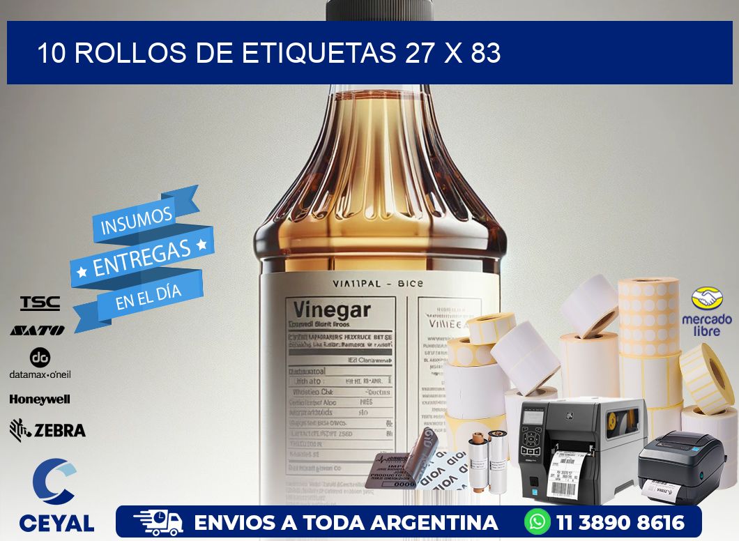 10 ROLLOS DE ETIQUETAS 27 x 83