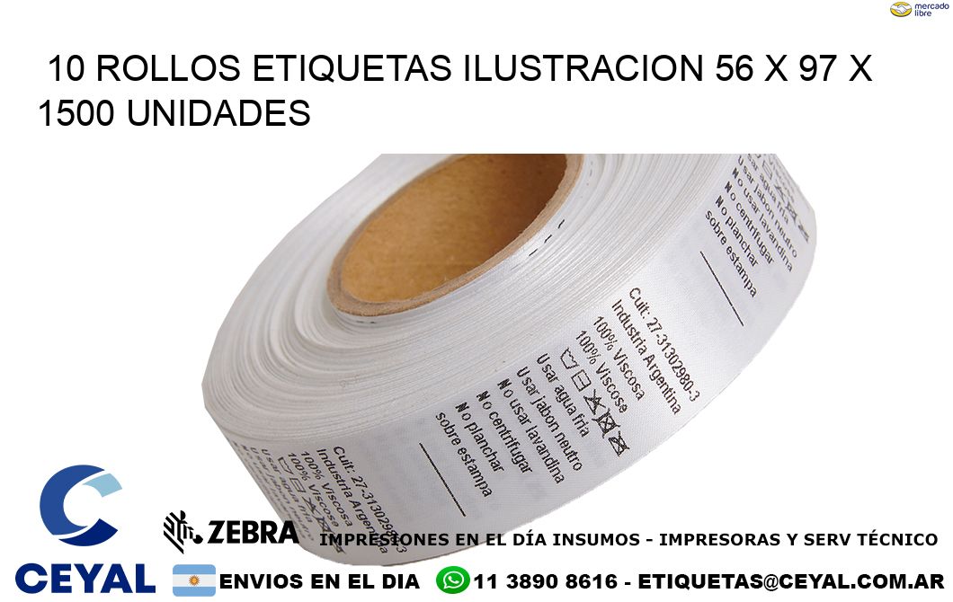 10 ROLLOS ETIQUETAS ILUSTRACION 56 x 97 X 1500 UNIDADES