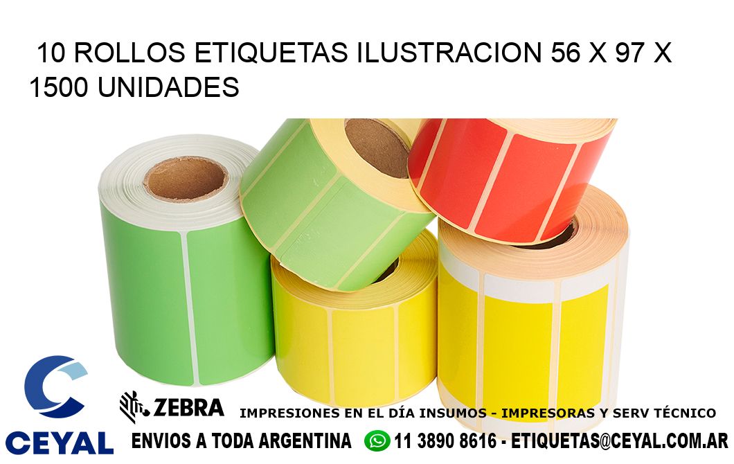 10 ROLLOS ETIQUETAS ILUSTRACION 56 x 97 X 1500 UNIDADES