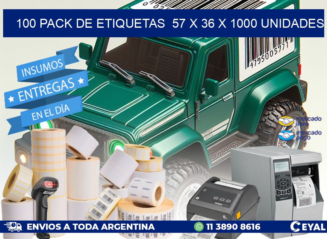 100 PACK DE ETIQUETAS  57 x 36 X 1000 UNIDADES