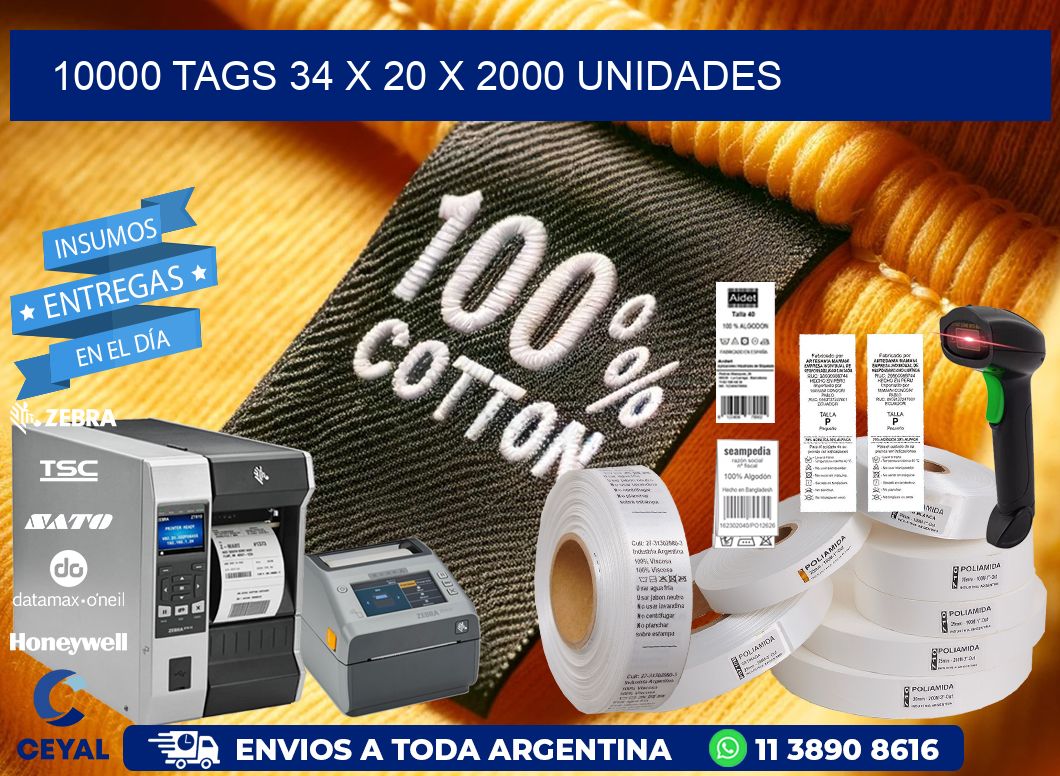 10000 TAGS 34 x 20 X 2000 UNIDADES