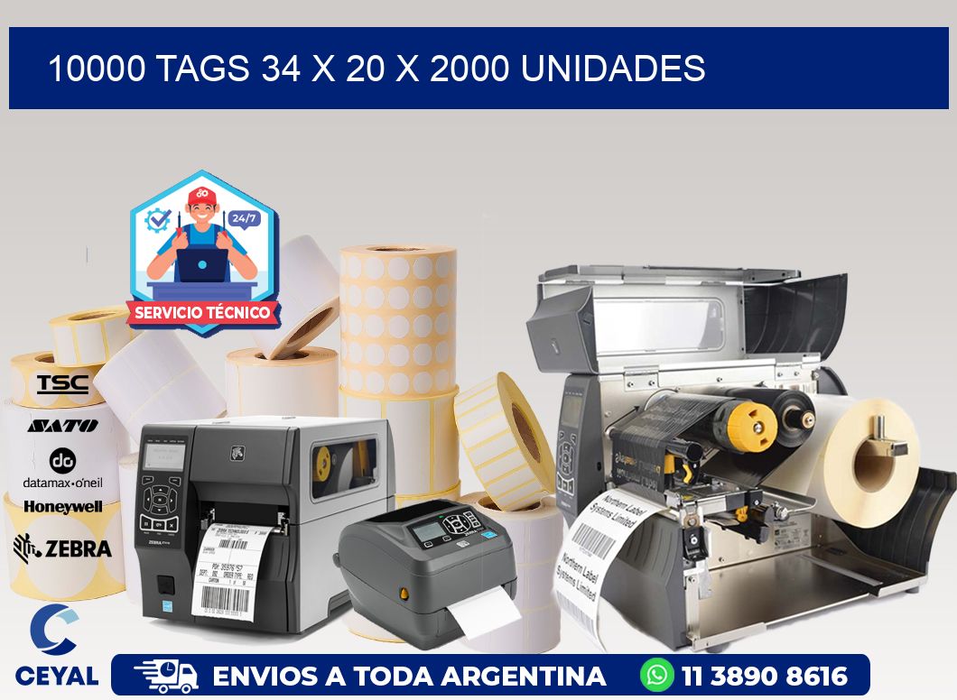 10000 TAGS 34 x 20 X 2000 UNIDADES