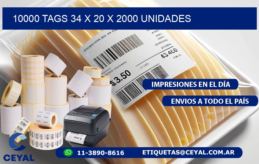 10000 TAGS 34 x 20 X 2000 UNIDADES