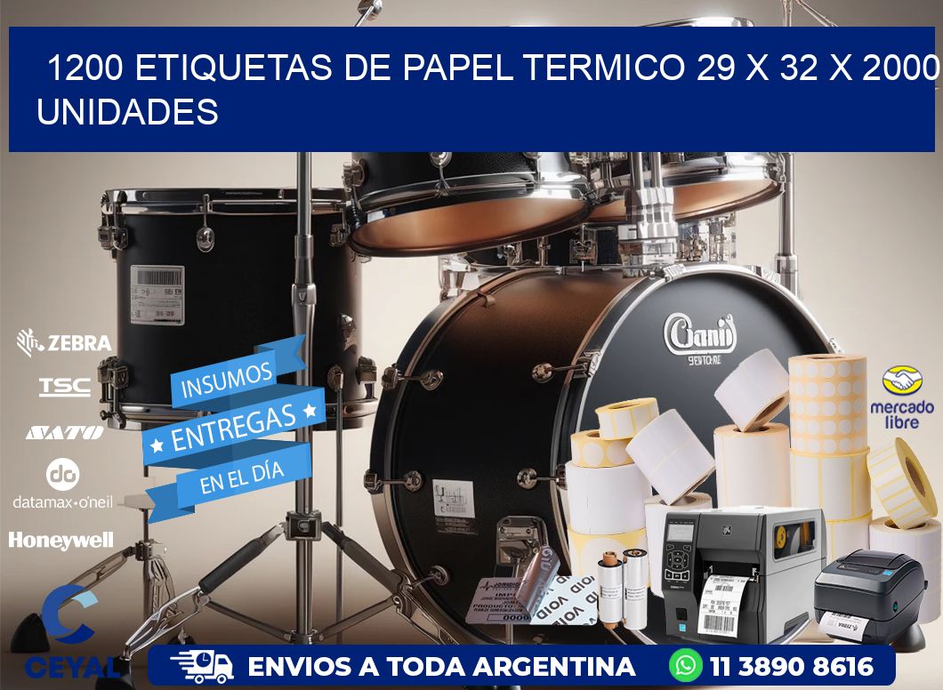 1200 ETIQUETAS DE PAPEL TERMICO 29 x 32 X 2000 UNIDADES