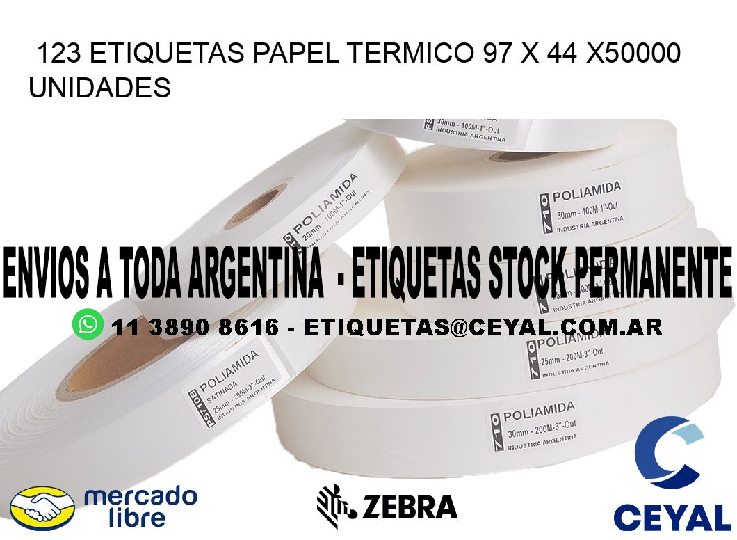 123 ETIQUETAS PAPEL TERMICO 97 x 44 X50000 UNIDADES