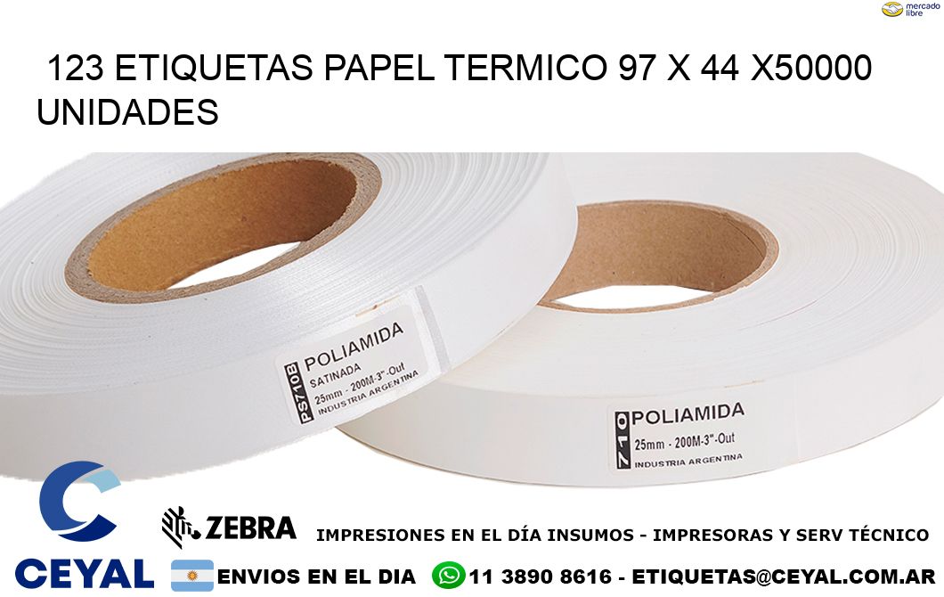 123 ETIQUETAS PAPEL TERMICO 97 x 44 X50000 UNIDADES