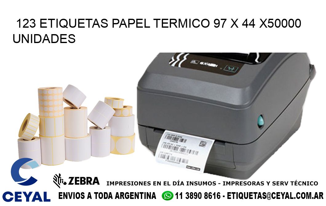 123 ETIQUETAS PAPEL TERMICO 97 x 44 X50000 UNIDADES