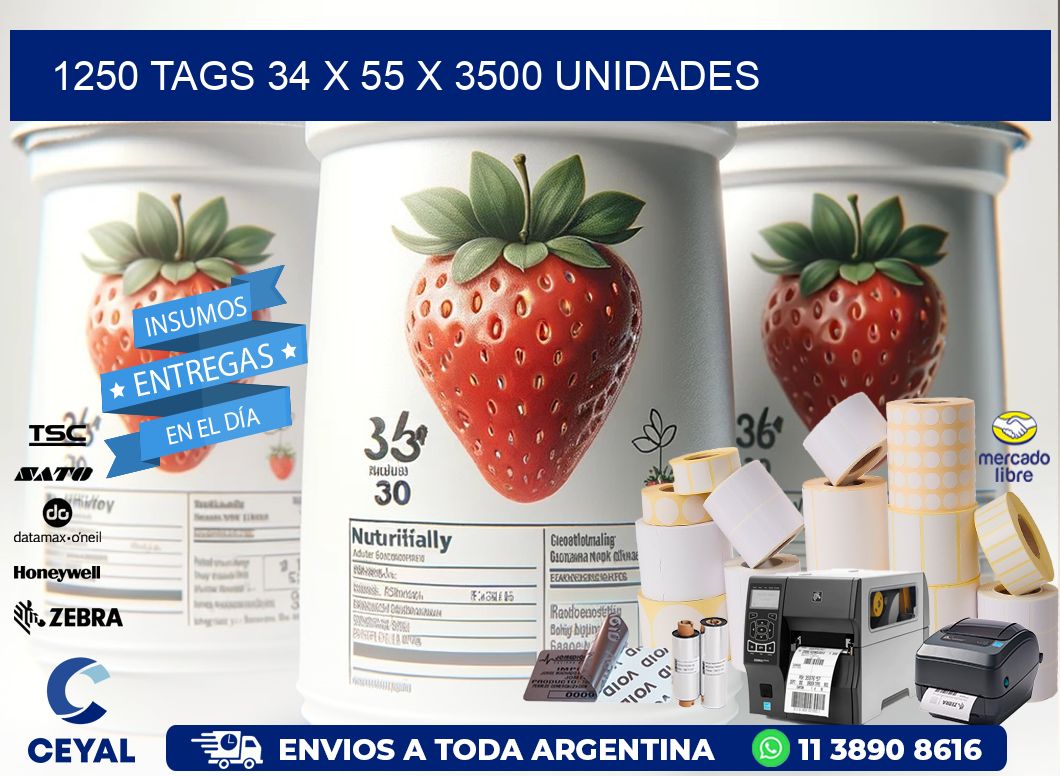 1250 TAGS 34 x 55 X 3500 UNIDADES