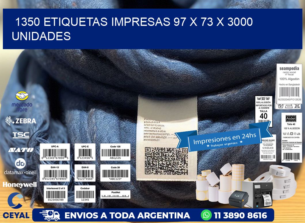 1350 ETIQUETAS IMPRESAS 97 x 73 X 3000 UNIDADES